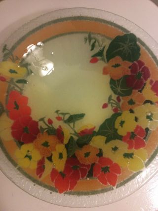 Peggy Carr Fused Glass 10 1/2” Bowl With Flowers