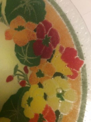 Peggy Carr Fused Glass 10 1/2” Bowl With Flowers 2