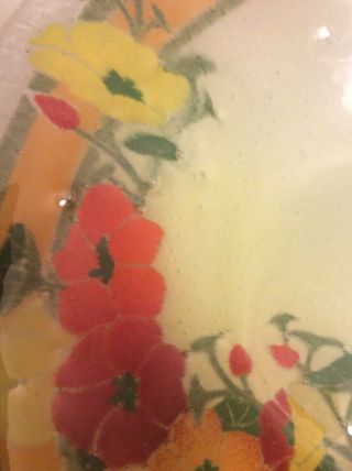 Peggy Carr Fused Glass 10 1/2” Bowl With Flowers 3