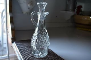 Vintage Anchor Hocking " Star Of David " Pressed Glass 8 " Vinegar Cruet