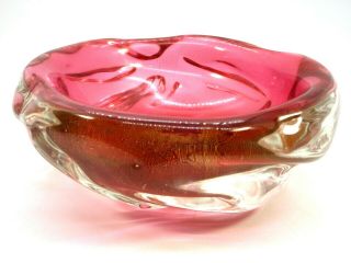 Rose Gold Hand Blown Art Glass Bowl 6.  5 " Across Thick Heavy Candy Dish