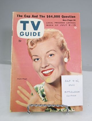 1955 Tv Guide March 9 - 15 Patti Page Cover Pittsburgh Edition