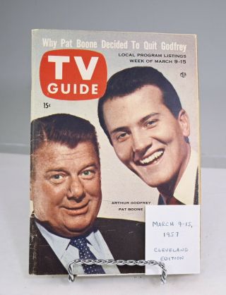 1957 Tv Guide March 9 - 15 Pat Boone & Arthur Godfrey Cover Cleveland Edition