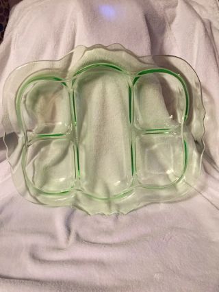 Cambridge Clear Green Glass Elegant 5 - Part Divided Celery Relish Tray