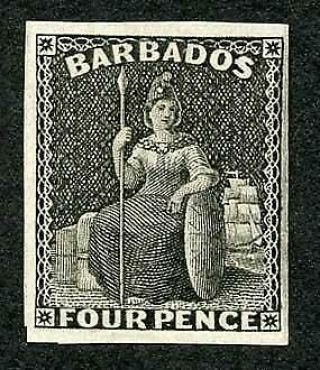 Barbados 1875 4d.  Imperforate Plate Proof On Wove Paper In Black