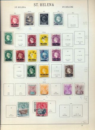 St Helena Qv/evii M&u On Old Page (apprx 20 Items) Ns70