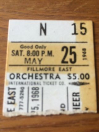 Fillmore East Ticket Stub May 25,  1968 Blue Cheer