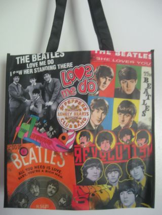 The Beatles L P Albums John Paul George Ringo Large Recycled Shopper Bag Tote