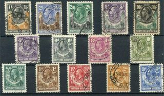 Northern Rhodesia 1925 - 29 Short Set To 10s Sg1/16 (exc 7/6) Fu Cat £320