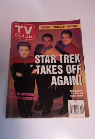 Vintage Tv Guide January 1995 Special Voyager Edition Star Trek Jan 14 - 20 1995