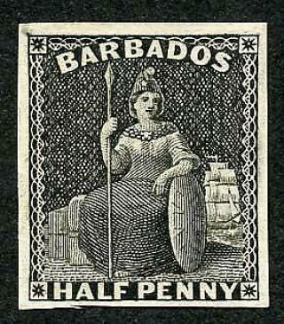 Barbados 1874 1/2d Imperforate Plate Proofs On Wove Paper In Black