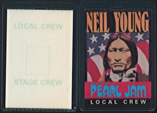 Pearl Jam Neil Young 1993 Tour Backstage Pass Laminate Concert Eddie Vedder Rare