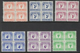 Northern Rhodesia:1963 Postage Due Set Sgd5 - 10 Mnh Blocks Of Four