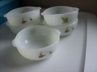 Set Of 5 Fire King Bc Hart Cereal Soup Bowls 2 " X 4 3/4 "