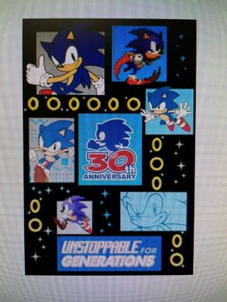 Sonic The Hedgehog 30th Unstoppable 24x36 Poster Sega Genesis Nintendo Gamer