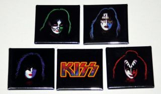 Kiss Band Alive 2 Logo,  Solo Albums 5pc Magnet Set 2003 Official Gene Simmons