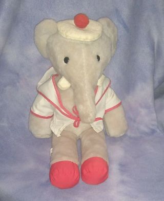 Vintage Babar The Elephant 15 " Plush Stuffed Animal Toy (sailor Suit) 1977 Eden