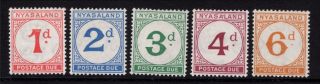 Nyasaland 1950 Kgvi Postage Dues Sg D1/d5 Cat £100 M/mint