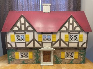 Vtg Keystone Doll House Large 5 Rooms Wooden 1940’s