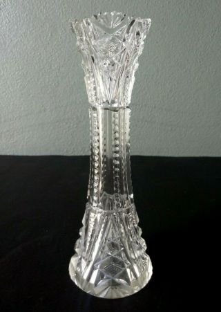 Antique Abp American Brilliant Period Cut Glass Bud 7 3/4 " Vase