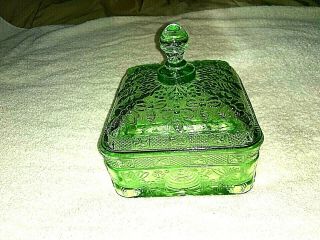 Tiara Indiana Glass Light Green Bee & Hive Lidded Box