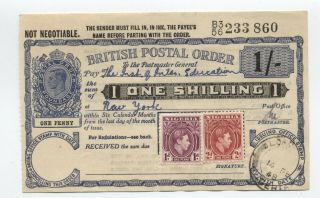 1948 Nigeria British Postal Order 1 Shilling 2 Stamps [y6149]