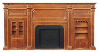Dollhouse Miniature 1:12 Scale Walnut Wall With Fireplace Jj09062wn