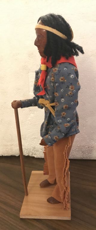 Cherokee Indian Brave Carved Wood Doll Figure by Richard & Berdina Crowe - Vintage 2
