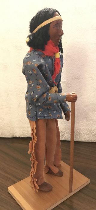 Cherokee Indian Brave Carved Wood Doll Figure by Richard & Berdina Crowe - Vintage 4