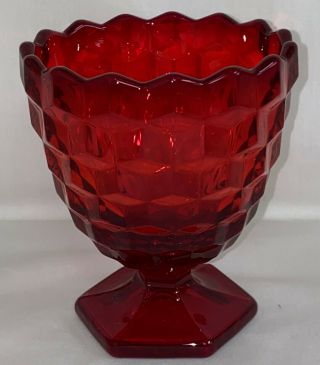 Fostoria American Ruby Red 5 " Candy Jar W/hexagonal Foot No Lid