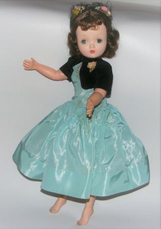 Vintage 1956 Alexander Cissy Doll In Turquoise Taffeta Dress Black Bolero 2017