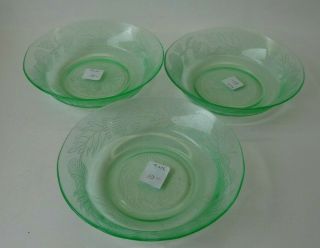 Dogwood Green Thistle 3 Cereal Bowls 5 1/2 "