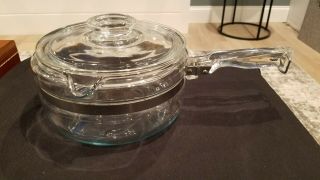 Vintage Pyrex 6213 Clear Glass Flameware 1.  5 Qt Saucepan With Lid