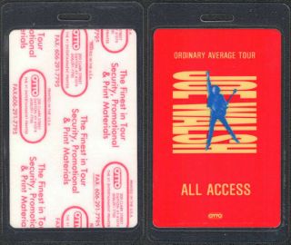 Joe Walsh Otto Laminated Backstage Pass From The 1991 Ordinary Average Tour