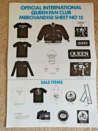Official Queen Fan Club Merchandise Sheet - Number 15 - Spring/summer 1980