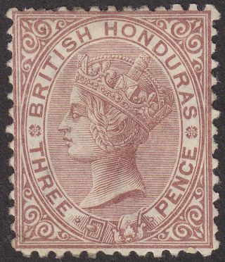 British Honduras 1872 Qv 3d Red - Brown Perf 12½ Sg7 Cat £170 Part Gum