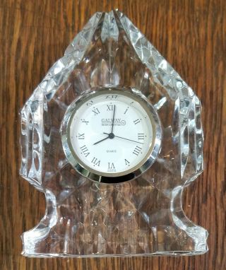Galway Irish Crystal Mini Desk Clock,  Arrowhead Shape,  3½ Inches Tall