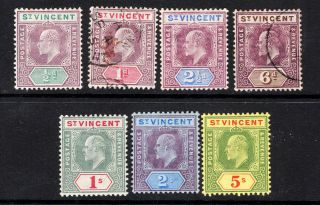 St Vincent 1904 - 1911 Kevii M/u Complete Set