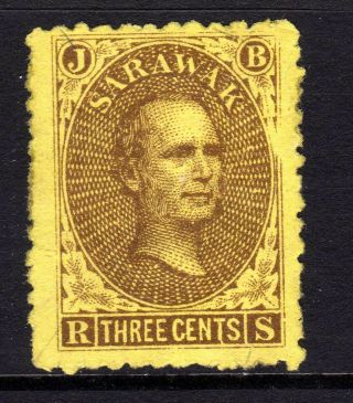 Sarawak 1869 Sir James Brooke 3c Brown No Gum,  Sg 1