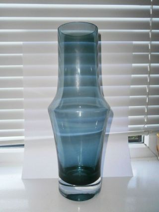 Retro Vintage Blue Green Scandinavian Riihimaki Riihimaen Lasi Oy Art Glass Vase