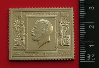Modern Gold Plated Sterling Silver Stamp Ingot Sierra Leone Kgv 10s 1933 16.  9g