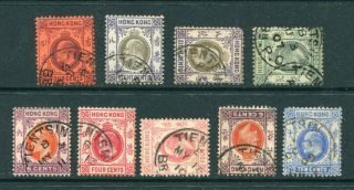 Old China Hong Kong Gb Kevii 9 X Stamps With Treaty Port Tientsin Cds Pmk