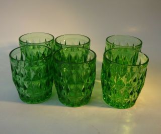Vintage Jeannette Glass,  Green Windsor Diamond 6 Tumbler 3 1/8 "