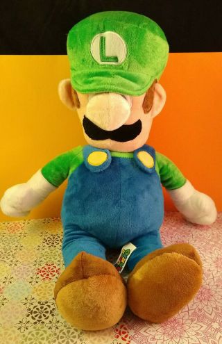 Jumbo 2016 Mario Bros Licensed Nintendo Luigi Stuffed Plush Toy 18 "