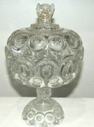 Eapg Adams & Co Moon & Star Covered Compote Late 1800 