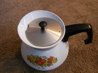 CORNING WARE 6 CUP TEAPOT,  P - 104,  SPICE OF LIFE,  METAL LID, 2