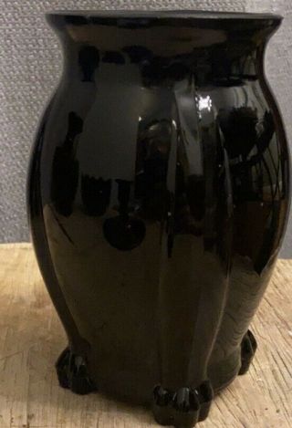 Art Deco Black Amethyst Glass Vase 4 - Paw Feet