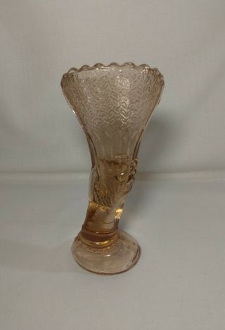 Vintage Pink Depression Glass Hand Holding Fan Vase 2