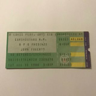 John Fogerty Greater Lakes Performing Arts Center Concert Ticket Stub Vtg 1986