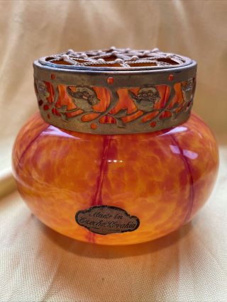 Art Deco Czechoslovakia Posy Vase With Metal Frog